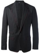 Dolce & Gabbana Red Stitch Blazer, Men's, Size: 50, Grey, Virgin Wool/spandex/elastane/silk