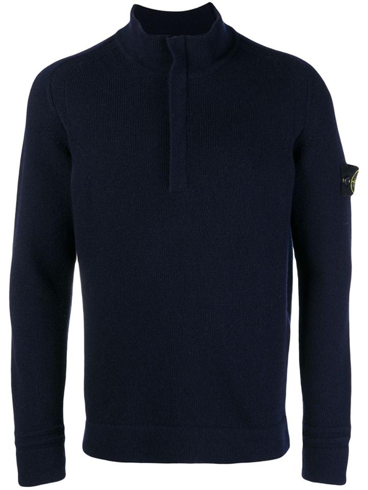 Stone Island Half Zip Sweater - Blue