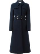 Stella Mccartney Belted Coat, Women's, Size: 44, Blue, Cotton/polyamide/viscose/metal