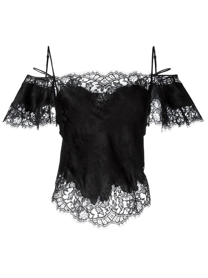 Givenchy Floral Lace Cold Shoulder Blouse