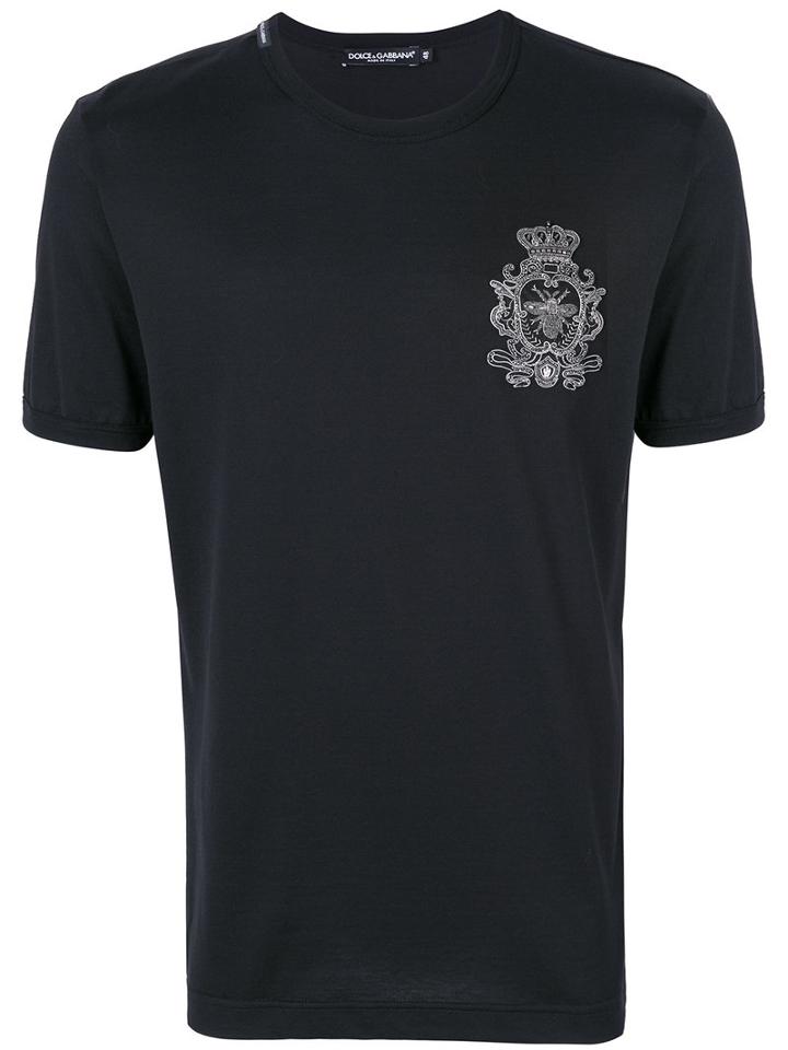 Dolce & Gabbana - Crown And Bee Patch T-shirt - Men - Silk/cotton/polyester/glass - 46, Black, Silk/cotton/polyester/glass