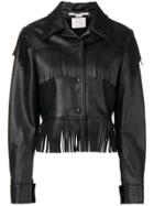 Stella Mccartney Fringed Faux Leather Jacket - Black