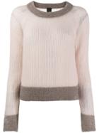 Pinko Cropped Knitted Sweater - Neutrals