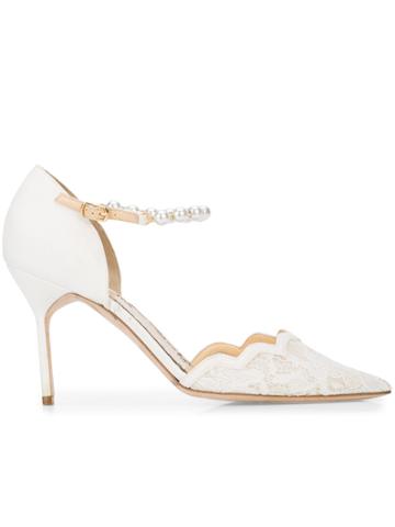 Marchesa Emma Lace Pumps - White