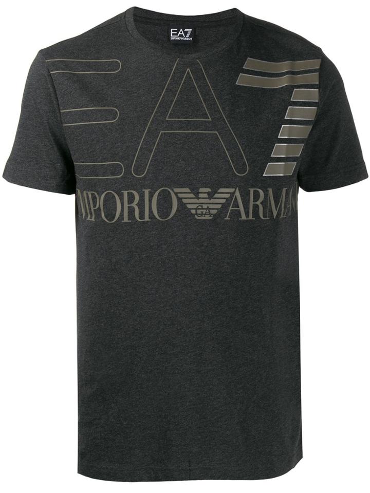Ea7 Emporio Armani Logo Print Crew Neck T-shirt - Grey