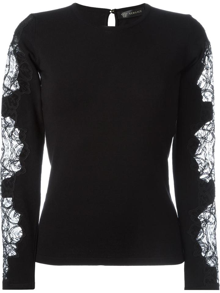 Versace Embroidered Lace Detail Sweater