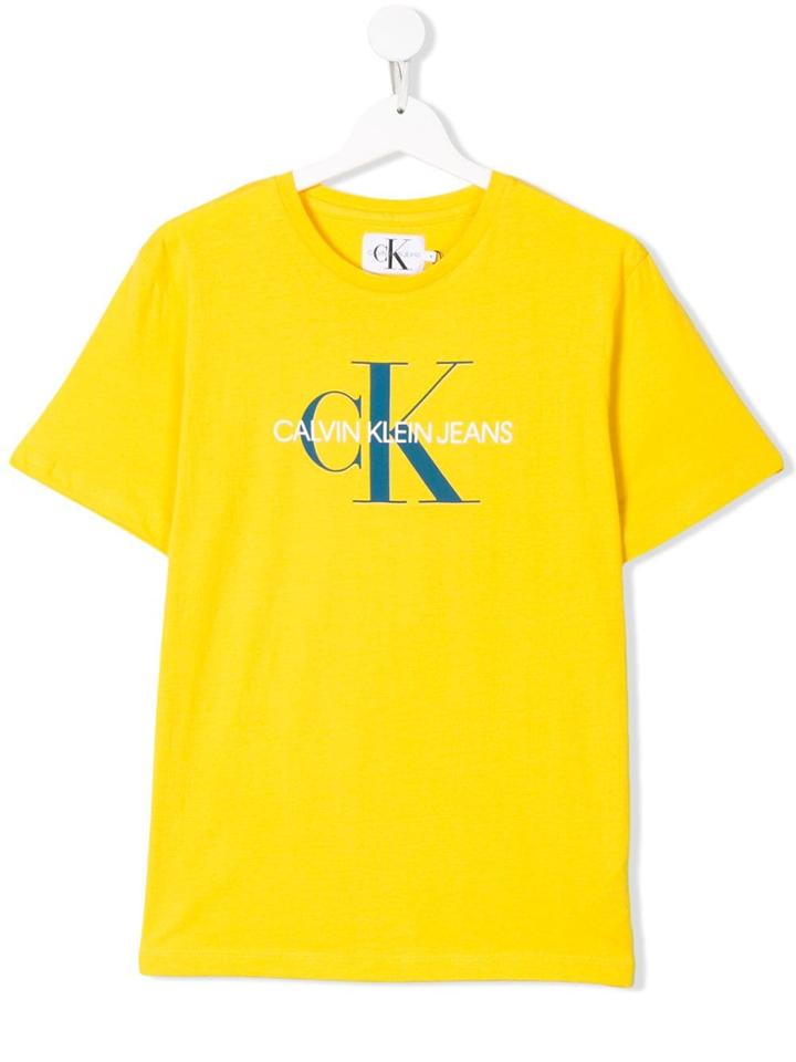 Calvin Klein Kids Logo Patch T-shirt - Yellow