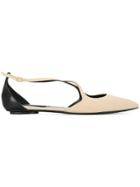 Casadei Pointed Crossover Ballerina Shoes - Nude & Neutrals
