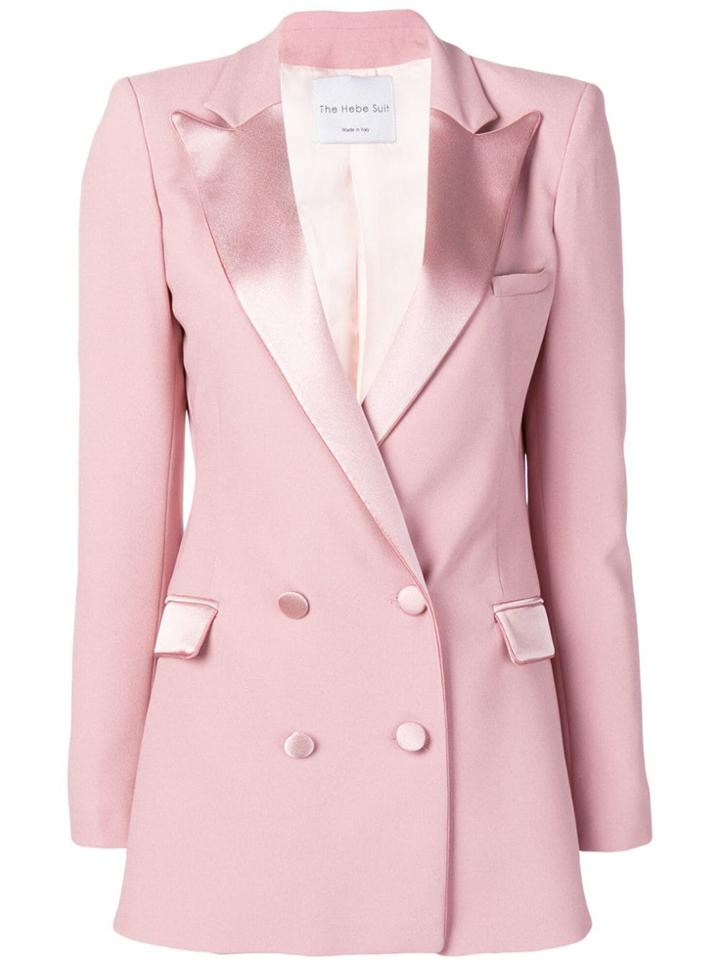 Hebe Studio Double-breasted Fitted Blazer - Pink