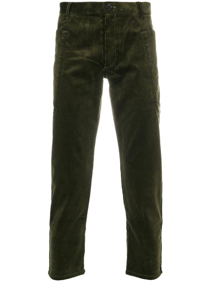 Comme Des Garçons Shirt Corduroy Cropped Trousers - Green