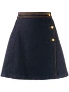 Tory Burch Wrap Denim Skirt - Blue