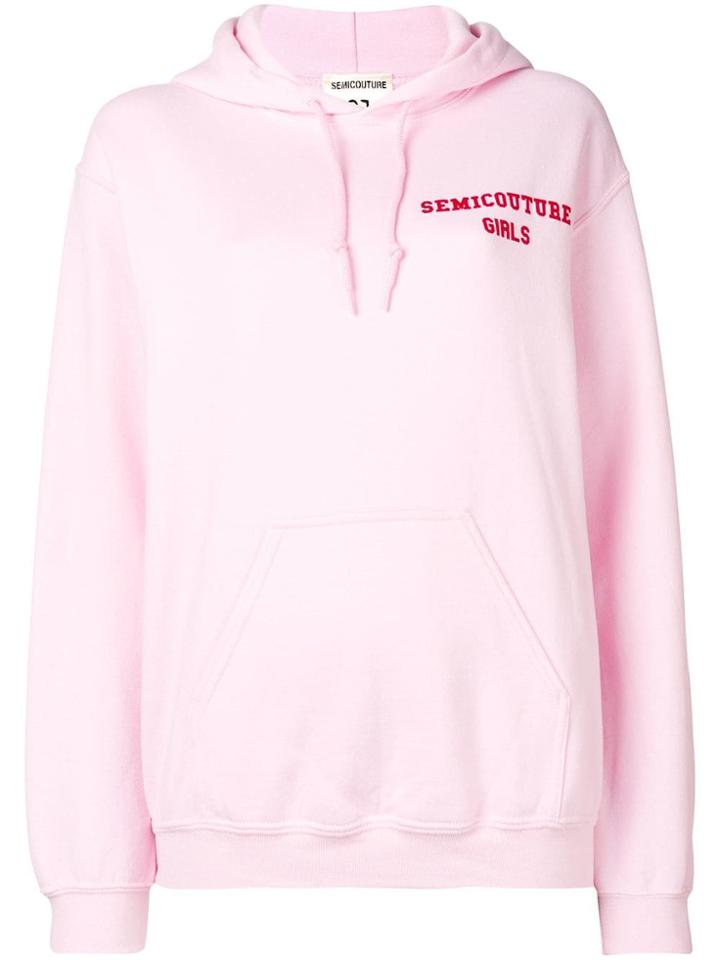 Semicouture Name Print Hoodie - Pink