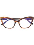 Tom Ford Eyewear Tortoiseshell-effect Cat Eye Glasses - Brown