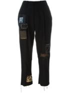 Heikki Salonen Chinos With Workwear Patches, Women's, Size: Small, Black, Cupro/wool