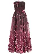 Marchesa Notte 3d Draped Floral Print Organza Tea Length Dress -