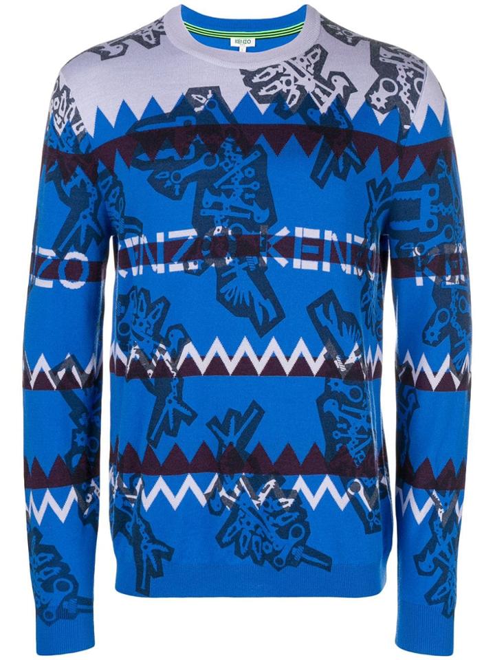 Kenzo Contrast Logo Sweater - Blue