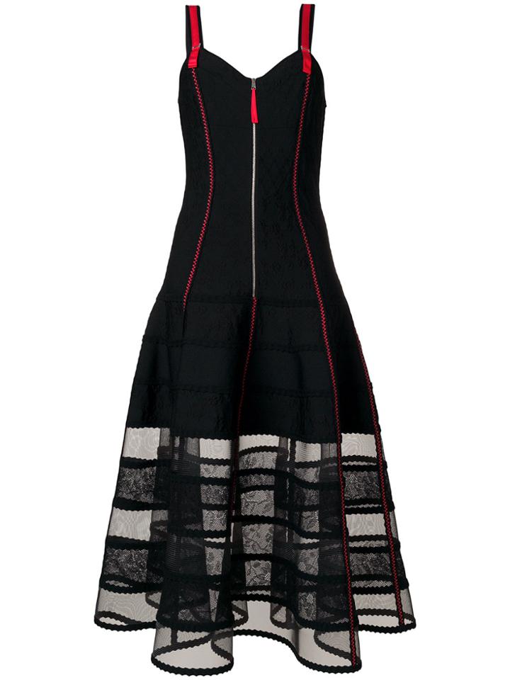 Alexander Mcqueen Sheer Panel Flared Midi Dress - Black