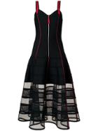 Alexander Mcqueen Sheer Panel Flared Midi Dress - Black