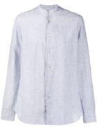 Corneliani Collarless Button Down Shirt - Blue