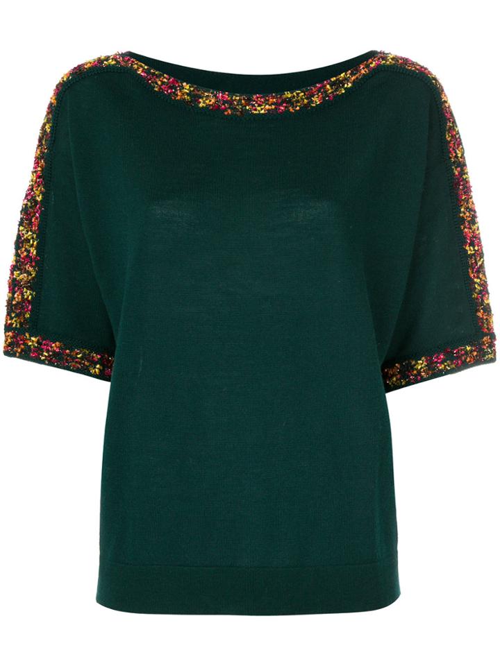 Blumarine Contrast Detail Shortsleeved Jumper - Green