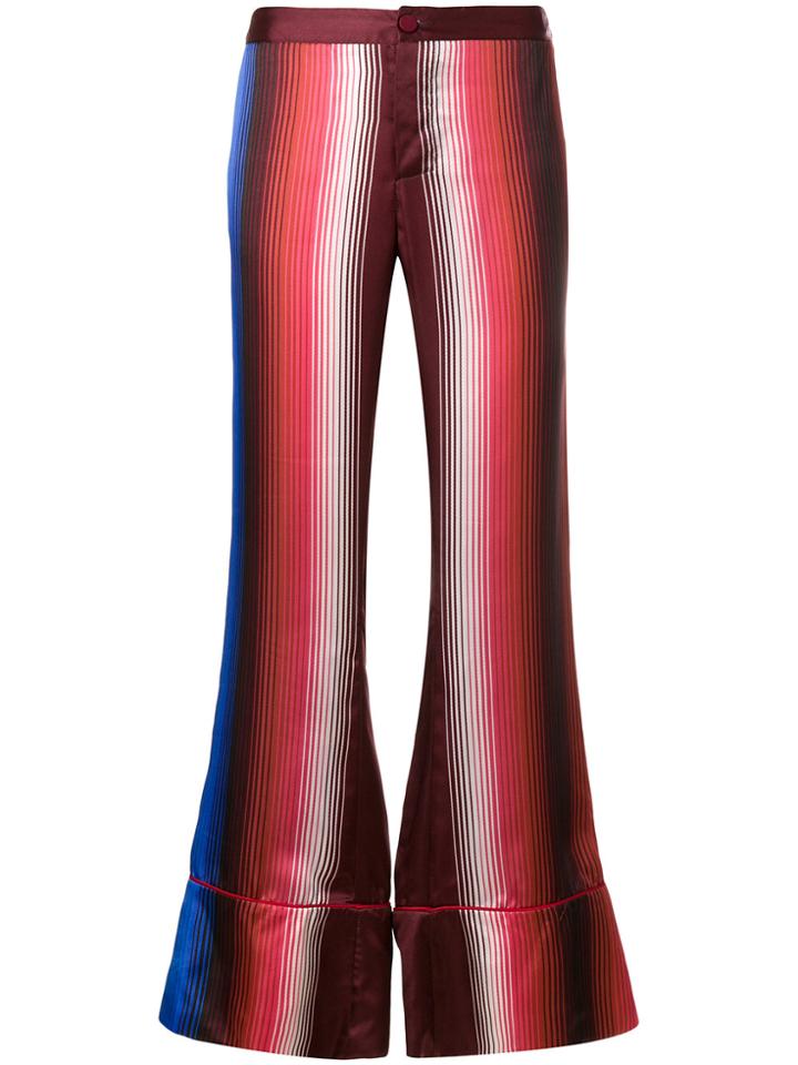 F.r.s For Restless Sleepers Striped Flared Trousers - Pink & Purple