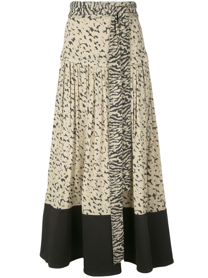 Proenza Schouler Pleated Animal-print Skirt - Green