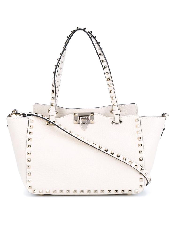 Valentino Small 'rockstud' Trapeze Tote, Women's, White