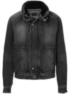 Saint Laurent Faded Fur Collar Jacket - Black