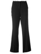 Dondup Frayed Flared Trousers, Women's, Size: 46, Black, Virgin Wool