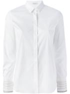 Brunello Cucinelli Embellished Cuff Shirt, Women's, Size: Medium, White, Cotton/polyamide/spandex/elastane/silk