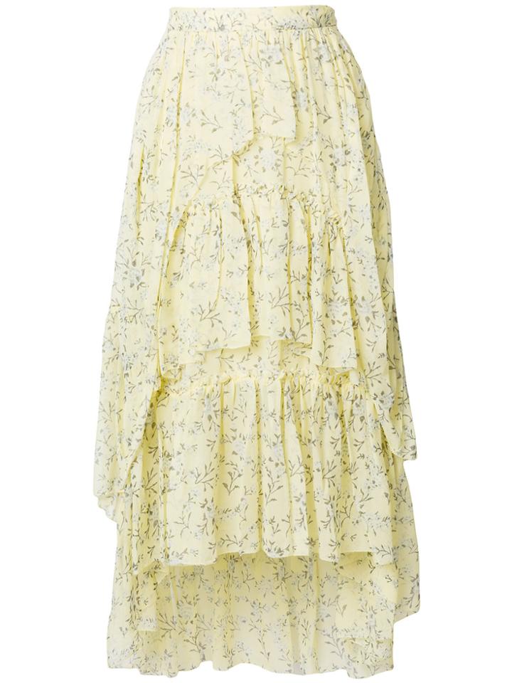 Ulla Johnson Ruffled Floral Skirt - Yellow & Orange