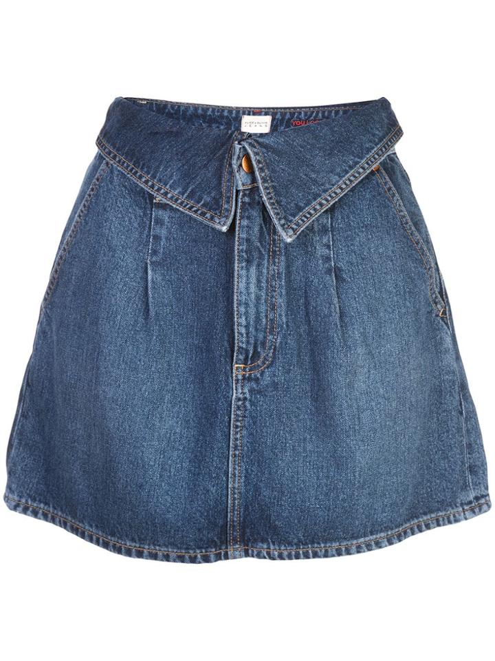 Alice+olivia Foldover Waist Denim Skirt - Blue