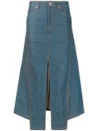 Lanvin Slit Midi Denim Skirt - Blue