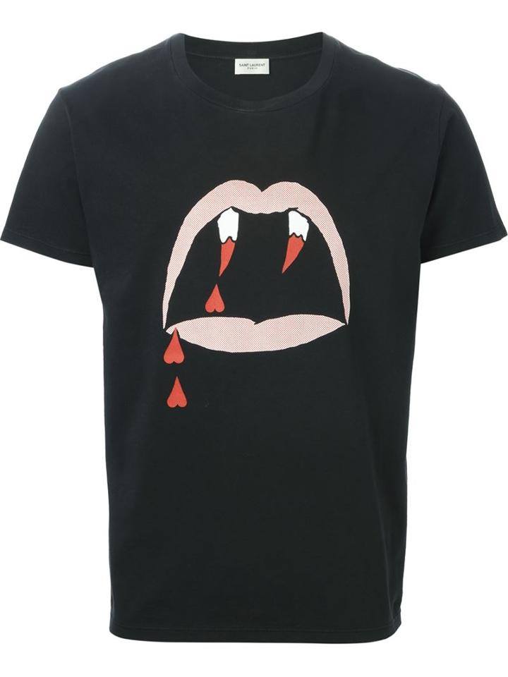 Saint Laurent 'blood Luster' T-shirt, Men's, Size: Large, Black, Cotton