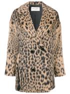 Saint Laurent Double-breasted Leopard Coat - Black