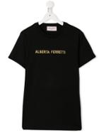 Alberta Ferretti Kids Teen Logo Embroidered T-shirt - Black