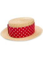 Miu Miu Polka Dot Boater Hat - Nude & Neutrals