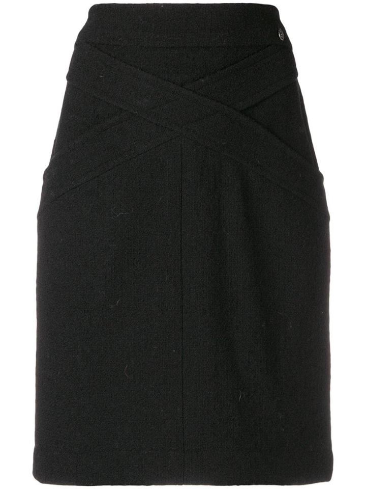 Chanel Vintage Crisscross Detail Fitted Skirt - Black