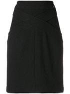 Chanel Vintage Crisscross Detail Fitted Skirt - Black