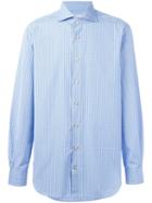Kiton Plaid Shirt, Men's, Size: 42, Blue, Cotton