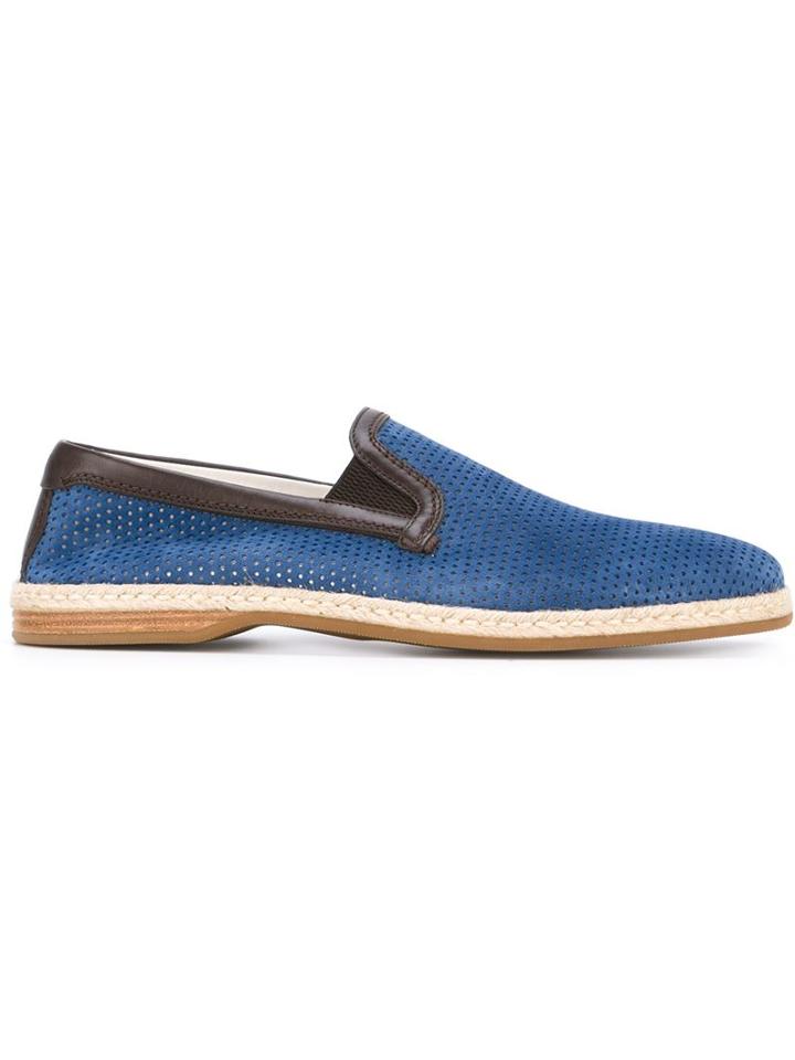 Dolce & Gabbana Slip-on Espadrilles, Men's, Size: 39, Blue, Suede/leather/rubber