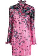 Givenchy Floral-print Pleated Satin Dress - Pink