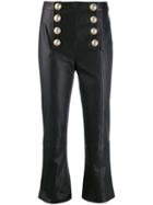 Balmain Flared Cropped Trousers - Black