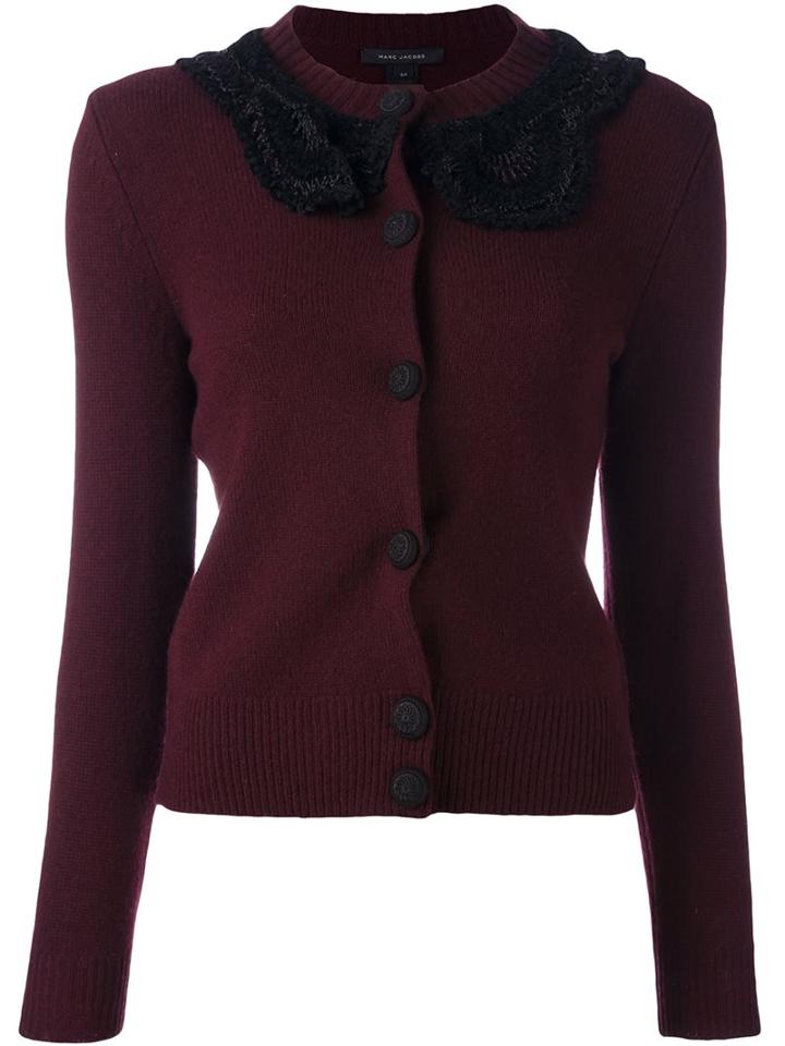 Marc Jacobs Crochet Collar Cardigan, Women's, Size: Medium, Pink/purple, Wool