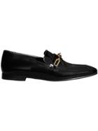 Burberry Link Detail Patent Leather Loafers - Black