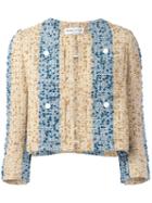 Sonia Rykiel Embroidered Stripe Jacket, Women's, Size: 40, Blue, Cotton/acrylic/polyamide/cupro