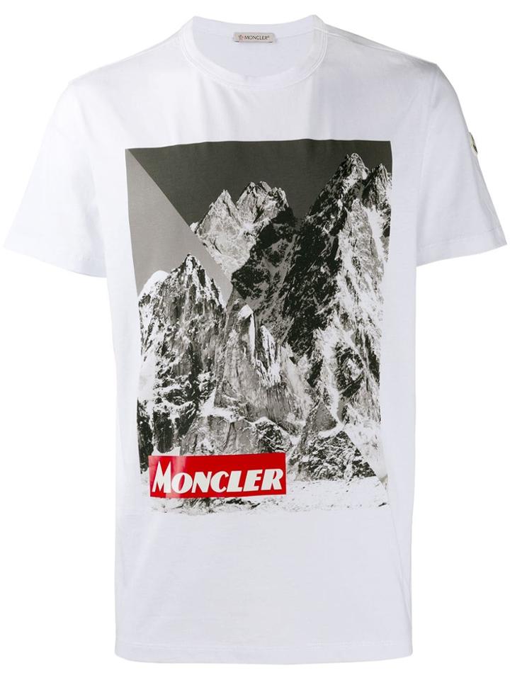 Moncler Mountain Print T-shirt - White