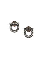 Salvatore Ferragamo Crystal Gancini Earrings - Black