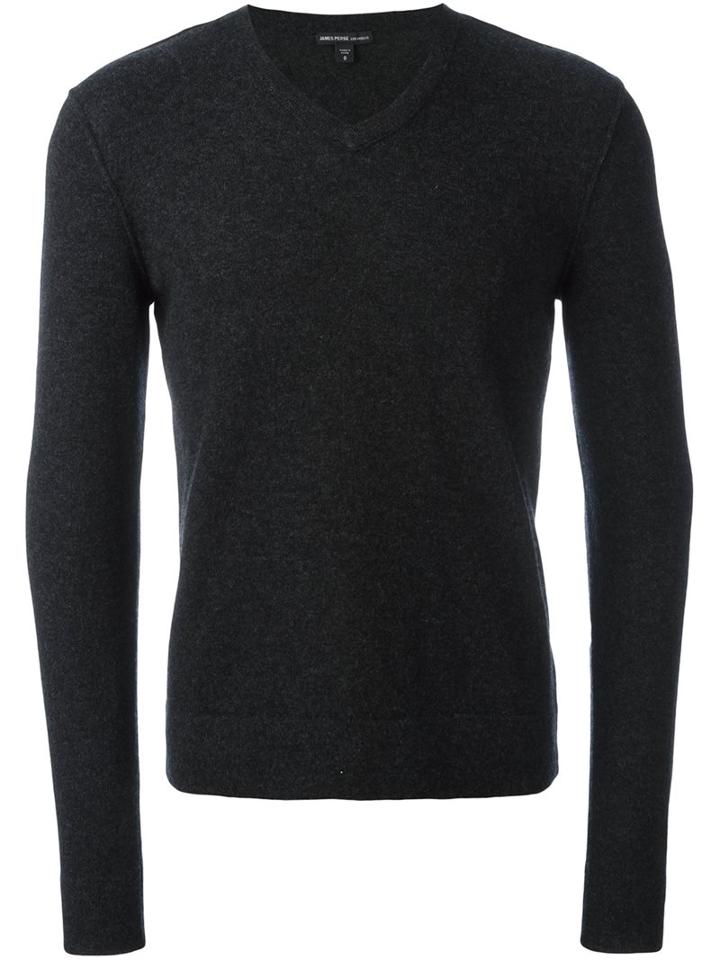 James Perse V-neck Sweater, Men's, Size: 2, Grey, Cashmere