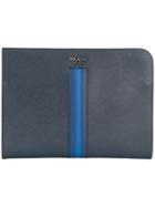 Prada Striped Portfolio Clutch - Blue